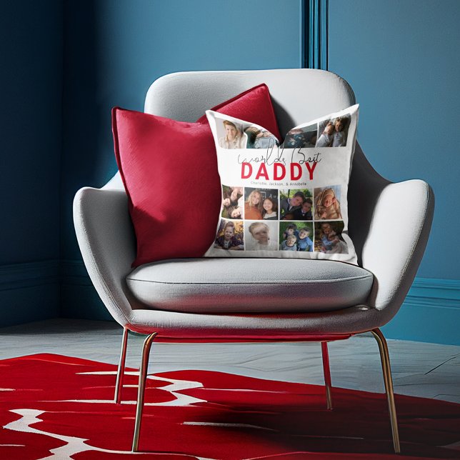 Worlds Best Daddy | Photo Collage Throw Pillow (Creator Uploaded)