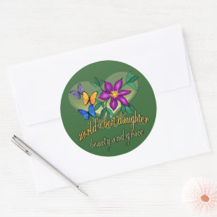 World's Best Daughter Beauty and Grace Classic Round Sticker