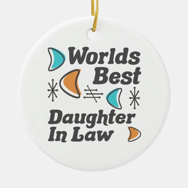 Worlds Best Daughter-In-Law Retro Ceramic Ornament (Front)