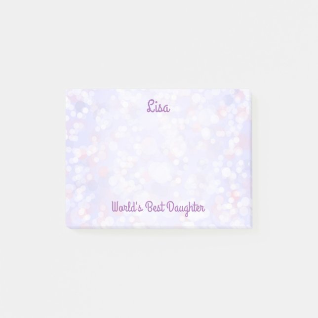 World's Best Daughter Pretty Bokeh Post-it Notes (Front)