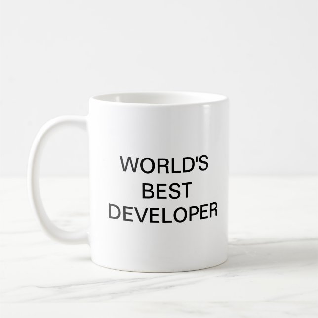 World's best developer coffee mug (Left)