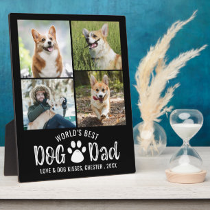 WORLDS BEST DOG DAD 4 Photo Collage Your Colour Plaque