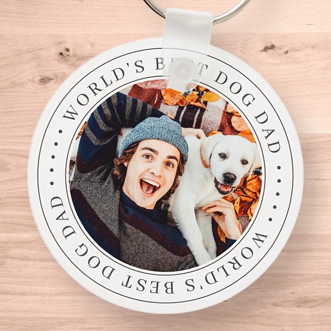 World's Best Dog Dad Classic Simple Photo Keychain (Creator Uploaded)