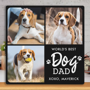 World's Best DOG DAD Custom 3 Photo Collage  Plaque