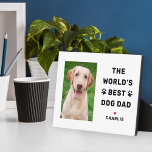 World's Best Dog Dad Custom Photo Pet Lover Plaque<br><div class="desc">This simple and modern custom photo plaque features a portrait-shaped photo space with custom "The World's Best Dog Dad" wording with name(s) of pet puppy dogs in modern black style with cute paw prints, red heart accent, and personalization of the dog's name. Makes a great Father's Day gift from Dad's...</div>