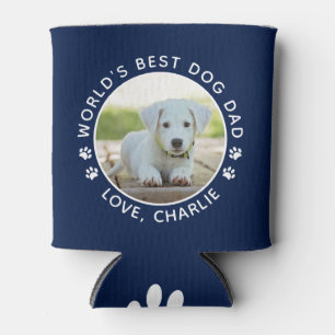 World's Best Dog Dad Cute Personalized Pet Photo Can Cooler