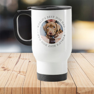 World's Best Dog Dad Elegant Simple Custom Photo Travel Mug
