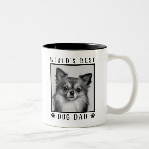 World's Best Dog Dad Paw Prints Black White Photo Two-Tone Coffee Mug
