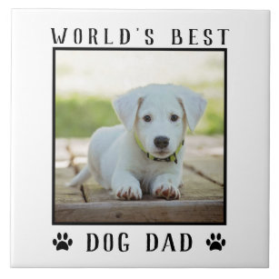 World's Best Dog Dad Paw Prints Pet Photo Frame Tile
