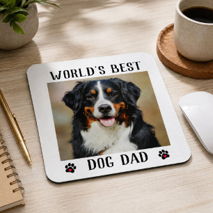 World's Best Dog Dad Paw Prints Pet Photo Mouse Pad