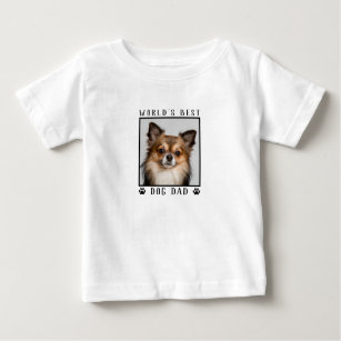 World's Best Dog Dad Paw Prints Pet Photo on Grey Baby T-Shirt