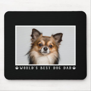 World's Best Dog Dad Paw Prints Photo on Black Mouse Pad