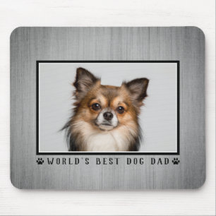 World's Best Dog Dad Paw Prints Photo Rustic Wood Mouse Pad