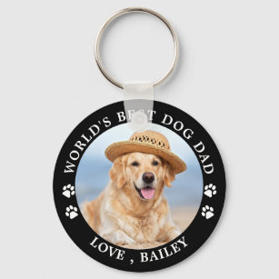 Worlds Best Dog Dad Personalized Cute Pet Photo Keychain