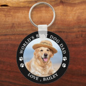 Worlds Best Dog Dad Personalized Cute Pet Photo Keychain (Front)