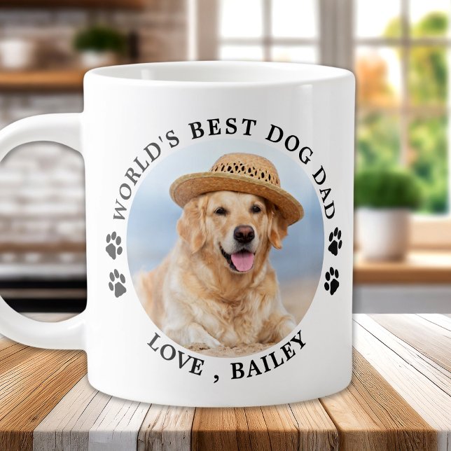 World's Best Dog Dad Personalized Pet Photo Large Coffee Mug (Creator Uploaded)
