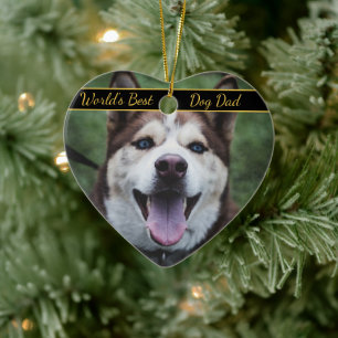World's Best Dog Dad Pet Photo Ceramic Ornament