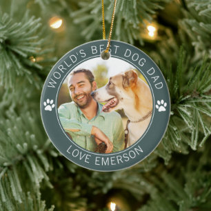 World's Best Dog Dad Photo Ceramic Ornament