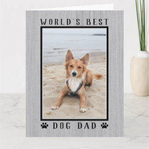 World's Best Dog Dad Photo Rustic Happy Birthday Card