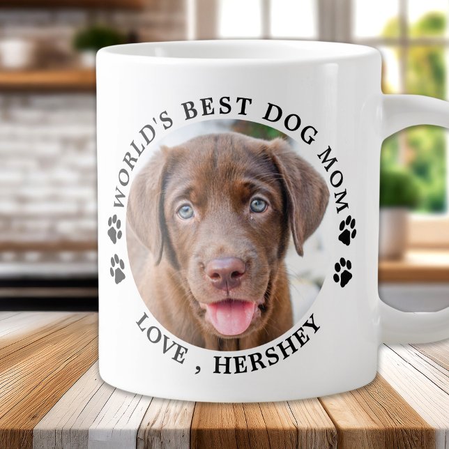 World's Best Dog Mom 2 Personalized Pet Photo Large Coffee Mug (Creator Uploaded)