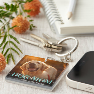 Worlds Best Dog Mom 2 Photo Keychain