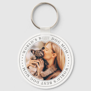 World's Best Dog Mom Classic Simple Photo Keychain