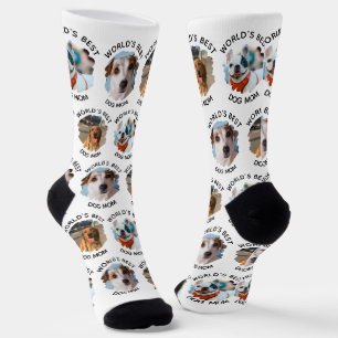 World's Best Dog Mom Custom 3 Dog Photo Socks