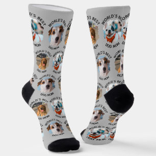 World's Best Dog Mom Custom 3 Dog Photo Socks