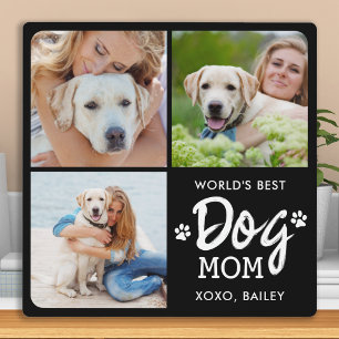 World's Best DOG MOM Custom 3 Photo Collage Plaque