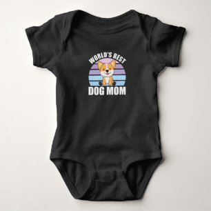 Worlds Best Dog Mom - Dog Corgi Vintage Sunset Baby Bodysuit