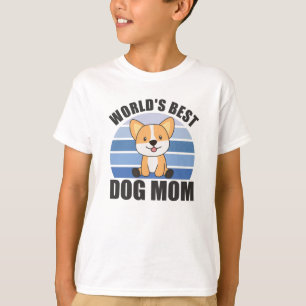 Worlds Best Dog Mom - Dog Corgi Vintage Sunset T-Shirt