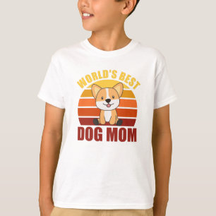 Worlds Best Dog Mom - Dog Corgi Vintage Sunset T-Shirt