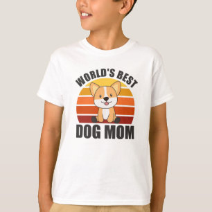 Worlds Best Dog Mom - Dog Corgi Vintage Sunset T-Shirt