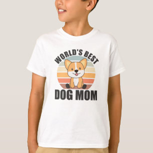 Worlds Best Dog Mom - Dog Corgi Vintage Sunset T-Shirt