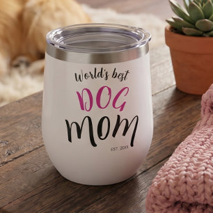 World's Best Dog Mom Est Custom Year White Pink