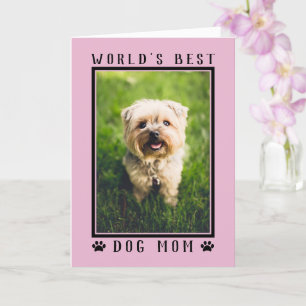 World's Best Dog Mom Happy Birthday Photo Pink Card