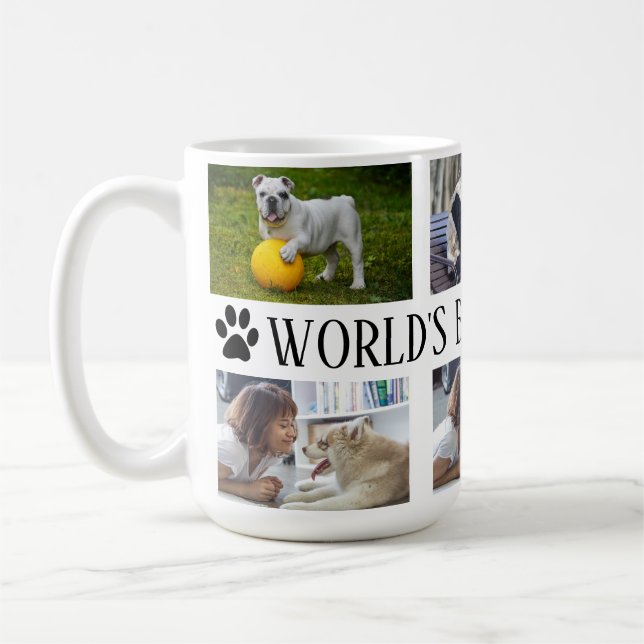 Worlds Best Dog Mom Mug, Personalized Custom Photo Coffee Mug (Left)