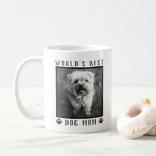 World's Best Dog Mom Paw Prints Black White Photo Coffee Mug