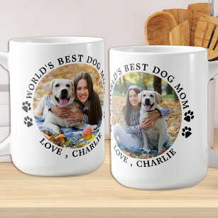 World's Best Dog Mom Paw Prints Pet Photo Coffee Mug