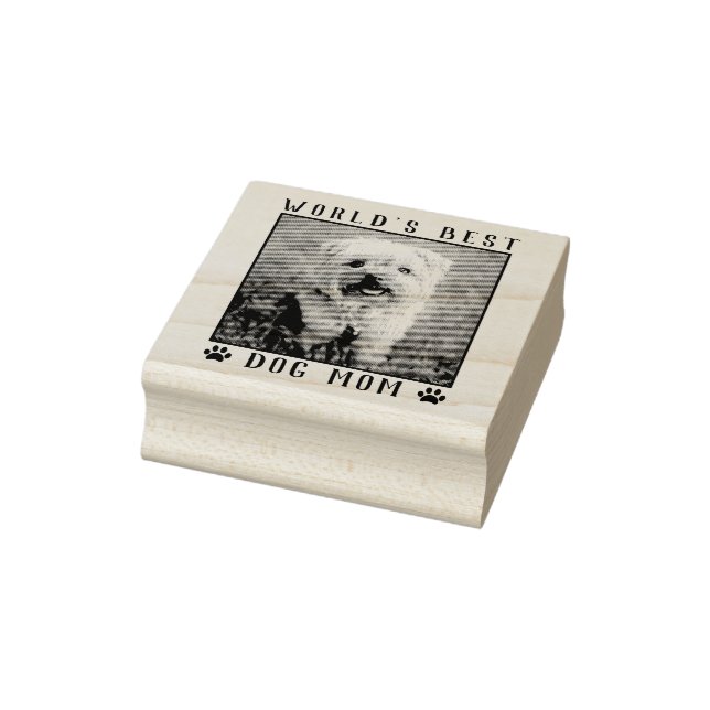 World's Best Dog Mom Paw Prints Pet Photo Frame Rubber Stamp (Stamp)