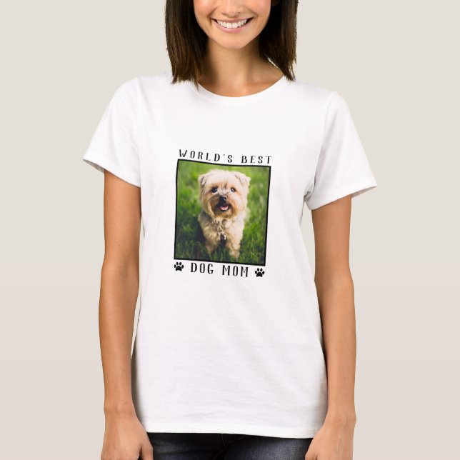 World's Best Dog Mom Paw Prints Pet Photo Frame T-Shirt (Front)