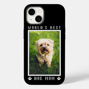 World's Best Dog Mom Paw Prints Pet Photo on Black Case-Mate iPhone 14 Case