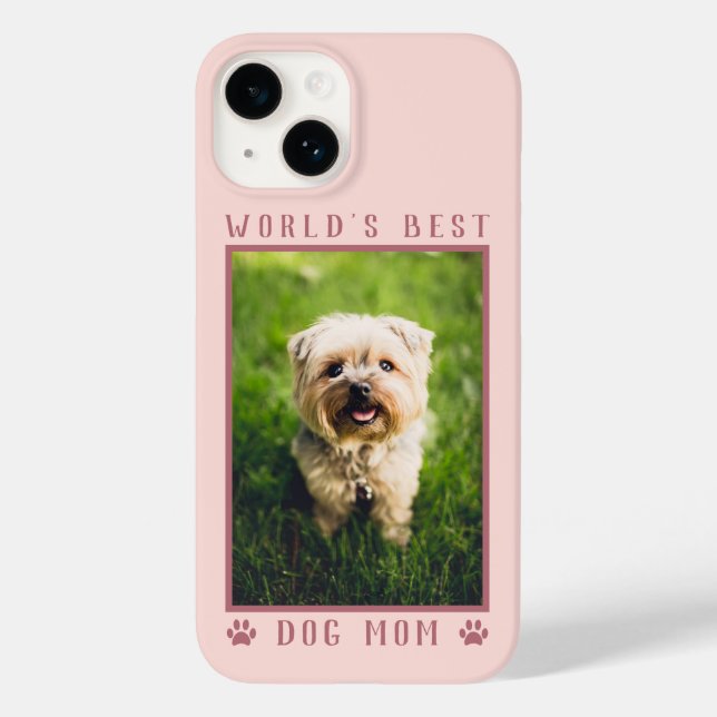 World's Best Dog Mom Paw Prints Photo Rose Gold Case-Mate iPhone Case (Back)