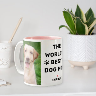 Worlds Best Dog Mom Photo Paw Print Two-Tone Coffee Mug