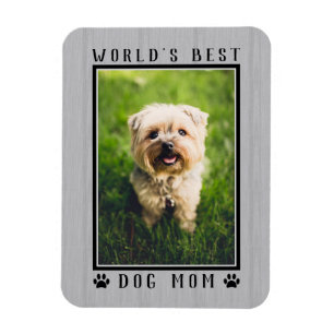 World's Best Dog Mom Photo Paw Prints Rustic Magnet