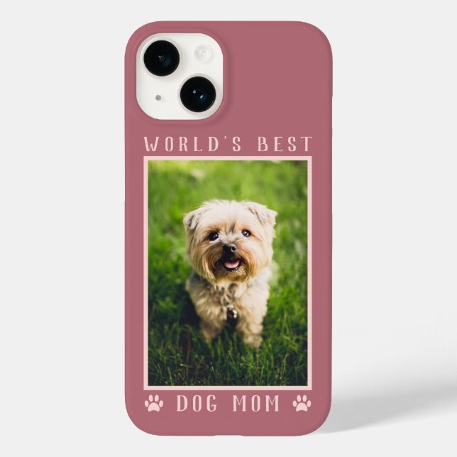 World's Best Dog Mom Pink Paw Prints Cute Photo Case-Mate iPhone Case (Back)
