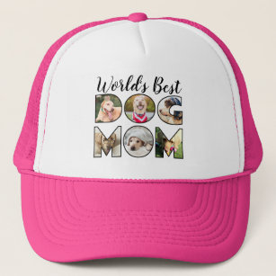 World's Best Dog Mom Quote 6 Photo Collage Trucker Hat