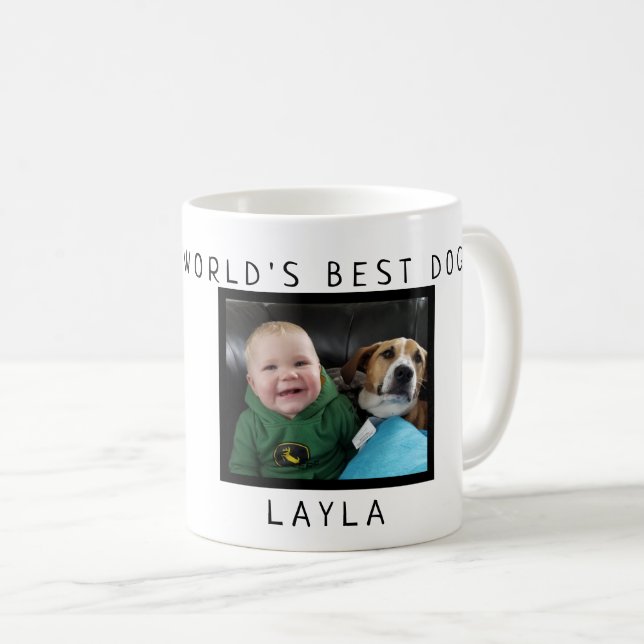 World's Best Dog Personalized with Photo and Name Coffee Mug (Front Right)