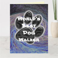World's Best Dog Walker Blue Spiral Pet Paw Print