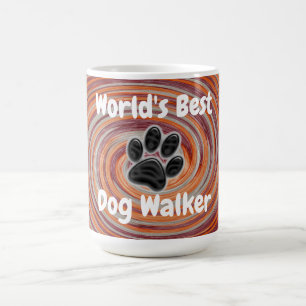 Worlds Best Dog Walker Groovy Paw Print Puppy Pet Coffee Mug